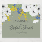 Witte lente bloemenboeket Vrijgezellenfeest Sparkling Wijnetiket (Enkel label)