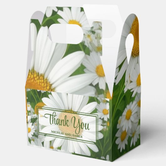 Witte lente bloemenwitte madeliefjes groen bedankdoosjes (Geopend)