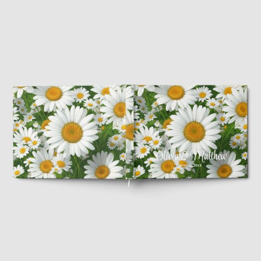 Witte lente bloemenwitte madeliefjes groen gastenboek (Volledig)