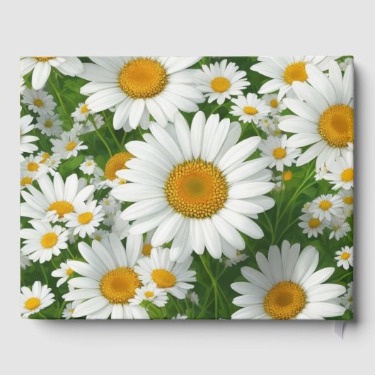 Witte lente bloemenwitte madeliefjes groen gastenboek (Achterkant)