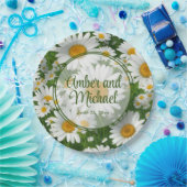 Witte lente bloemenwitte madeliefjes groen papieren bordje (Feest)