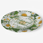 Witte lente bloemenwitte madeliefjes groen papieren bordje (Gekanteld)