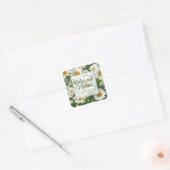 Witte lente bloemenwitte madeliefjes groen vierkante sticker (Envelop)