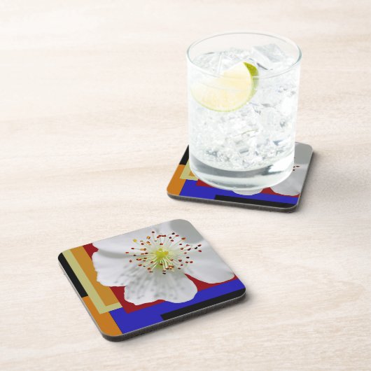 Witte Lente Blossom Fine Art Kleurrijke Geometrisc Bier Onderzetter (Rechterzijde)