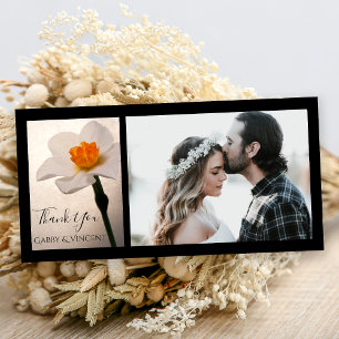 Witte Lente Daffodil Bloem Bruiloft Dank u Bedankkaart