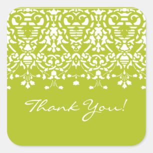 Witte & Lente Groene Damask Dank u Sticker