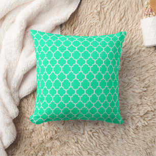 Witte lente groene Quatrefoil kussen