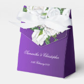 Witte lente Rozen op Paarse bruiloft Bedankdoosjes (Voorkant Zijde)