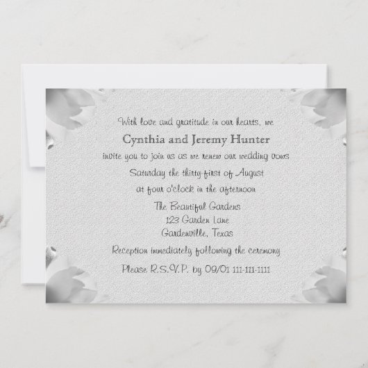 Witte lente tulp gelofte vernieuwing kaart (Achterkant)