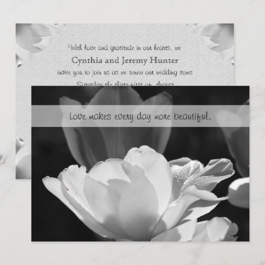 Witte lente tulp gelofte vernieuwing kaart (Voorkant / Achterkant)