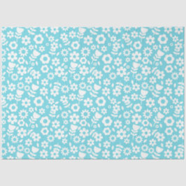 Witte Lentebloesem Bloemen op Blauw Tissuepapier