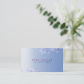 Witte lentebloesem hemelsblauwe achtergrond visitekaartje (Staand voorkant)