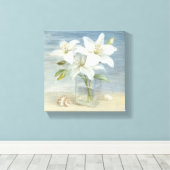 Witte lenzen en schelpen canvas afdruk (Insitu (Houten vloer))