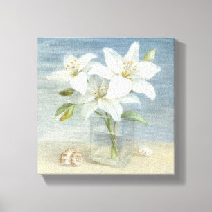 Witte lenzen en schelpen canvas afdruk