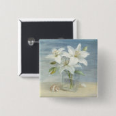 Witte lenzen en schelpen vierkante button 5,1 cm (Voorkant /achterkant)