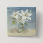 Witte lenzen en schelpen vierkante button 5,1 cm (Voorkant)