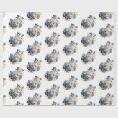 Witte Leopard Blauwe Tropische bladeren Cadeaupapier (Vlak)