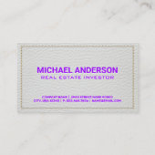 Witte leren genaaid lijkt | Gebouw pictogram Visitekaartje (Achterkant)