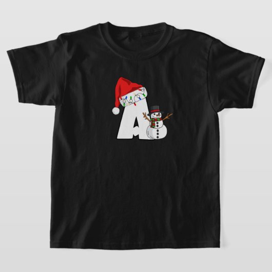 Witte letter A voor Kerstmis T-shirt (Laagn)