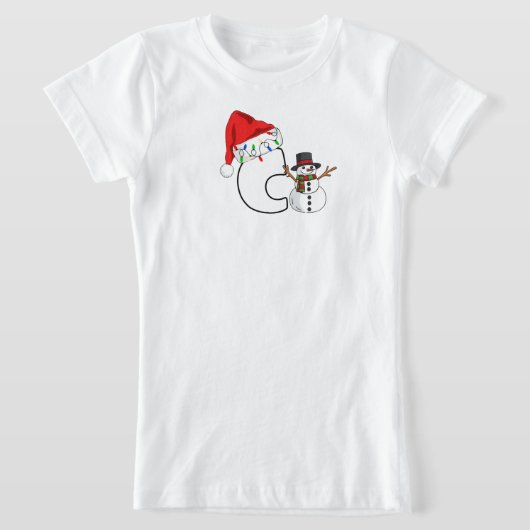 Witte letter c kerstcadeau t-shirt (Laagn)