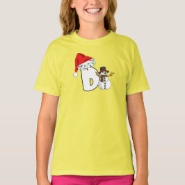 Witte letter d kerstcadeau t-shirt