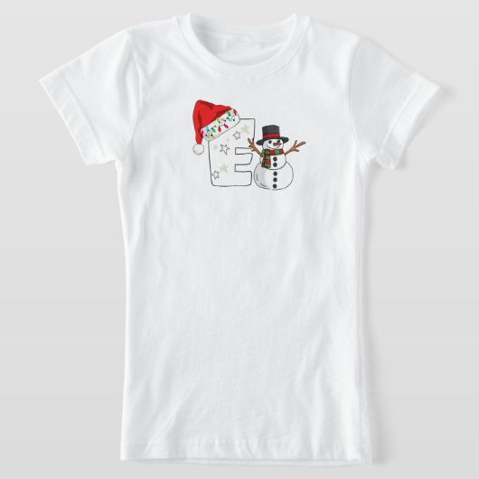 Witte letter E kerstcadeau T-shirt (Laagn)