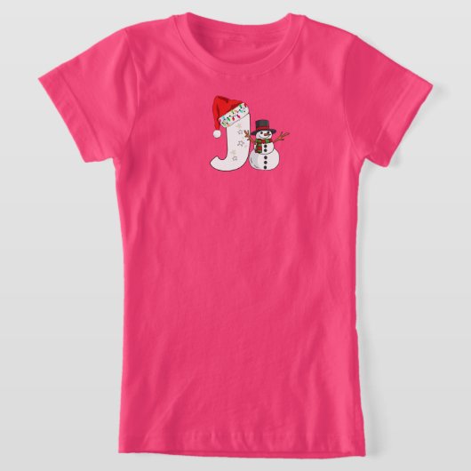 Witte letter j kerstcadeau t-shirt (Laagn)