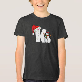 Witte letter k kerstcadeau Tri-Blend shirt