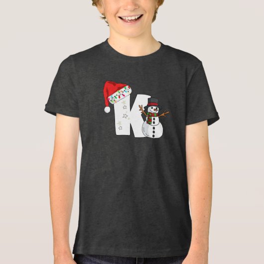 Witte letter k kerstcadeau Tri-Blend shirt (Voorkant)