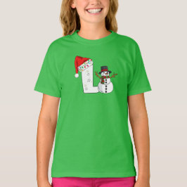 Witte letter L kerstcadeau T-shirt