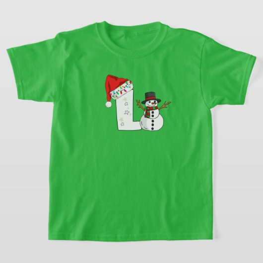Witte letter L kerstcadeau T-shirt (Laagn)