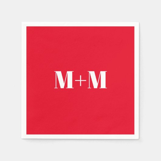 Witte Letter-nummerrood papier met Initiaal aanpas Servet (Voorkant)