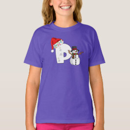 Witte letter p kerstcadeau t-shirt