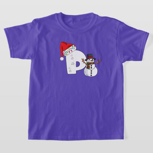 Witte letter p kerstcadeau t-shirt (Laagn)