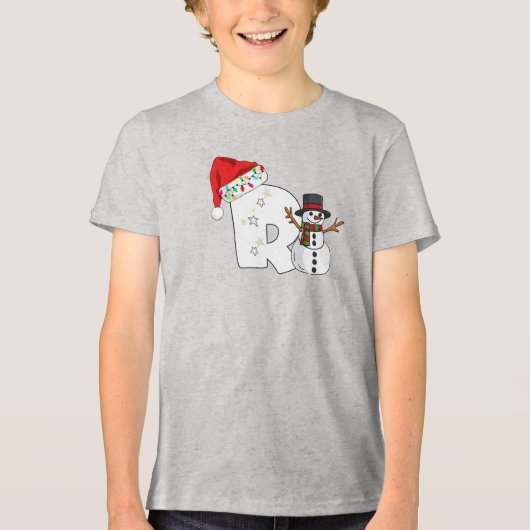 Witte letter r kerstcadeau Tri-Blend shirt (Voorkant)
