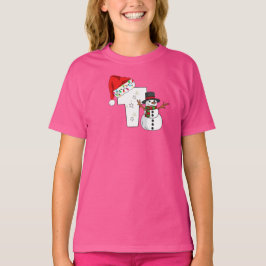 Witte letter t kerstcadeau t-shirt