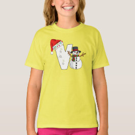 Witte letter v kerstcadeau t-shirt