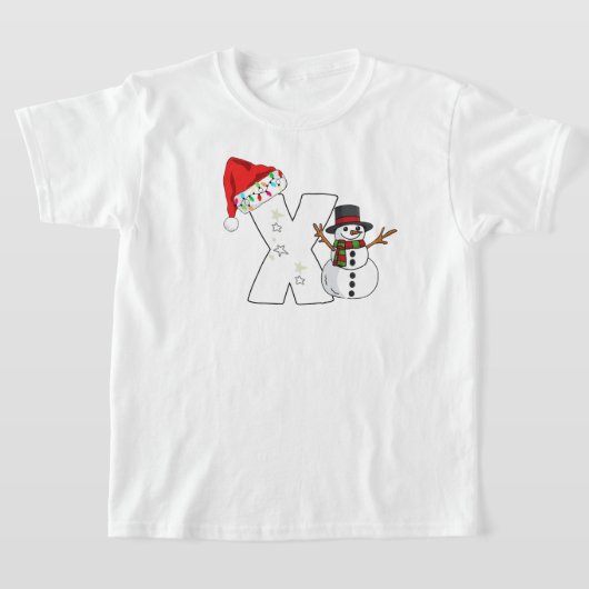 Witte letter x kerstcadeau t-shirt (Laagn)