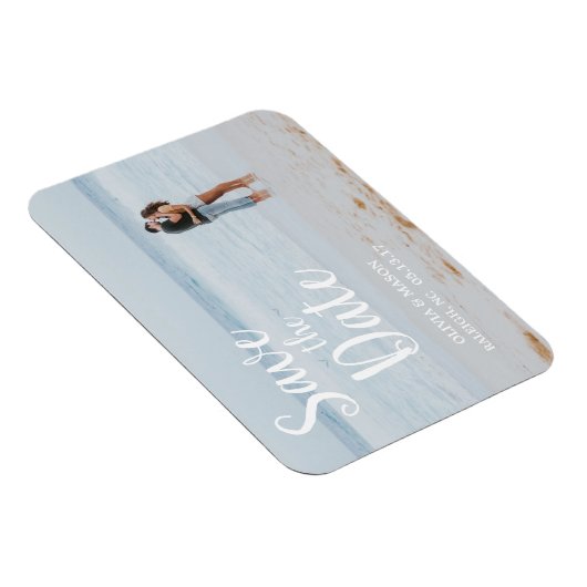 Witte Letterbekleding | Sparen de Datum Magnet Magneet (Rechterzijde)