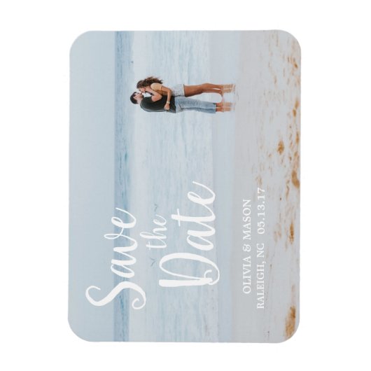 Witte Letterbekleding | Sparen de Datum Magnet Magneet (Verticaal)