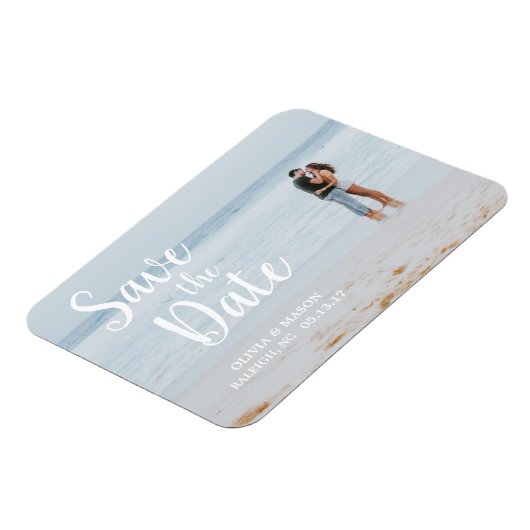 Witte Letterbekleding | Sparen de Datum Magnet Magneet (Linkerzijde)