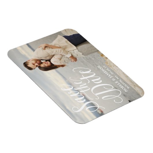 Witte Letterbekleding | Sparen de Datum Magnet Magneet (Rechterzijde)