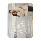 Witte Letterbekleding | Sparen de Datum Magnet Magneet (Verticaal)