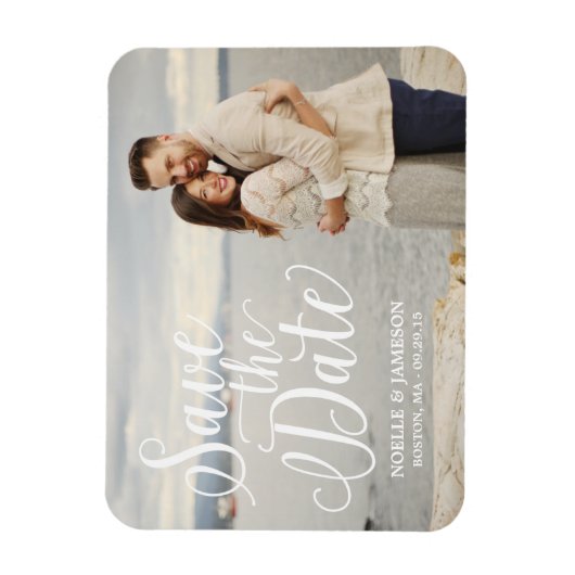 Witte Letterbekleding | Sparen de Datum Magnet Magneet (Verticaal)