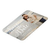 Witte Letterbekleding | Sparen de Datum Magnet Magneet (Linkerzijde)