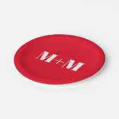 Witte letters met Initiaal rood aanpassen Papieren Bordje (Gekanteld)