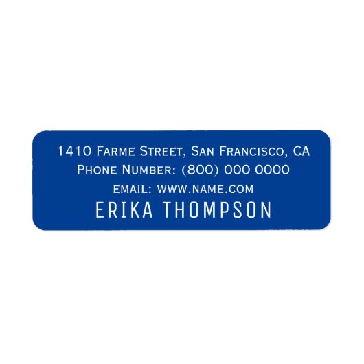 Witte letters op blauw etiket (Voorkant)