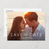 witte letters redden de datum bruiloft briefkaart (Voorkant / Achterkant)