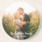 Witte letters voor huwelijksfoto zandsteen onderzetter (Voorkant)