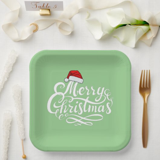  witte lettertekst min groene kerstmis papieren bordje (Huwelijk)